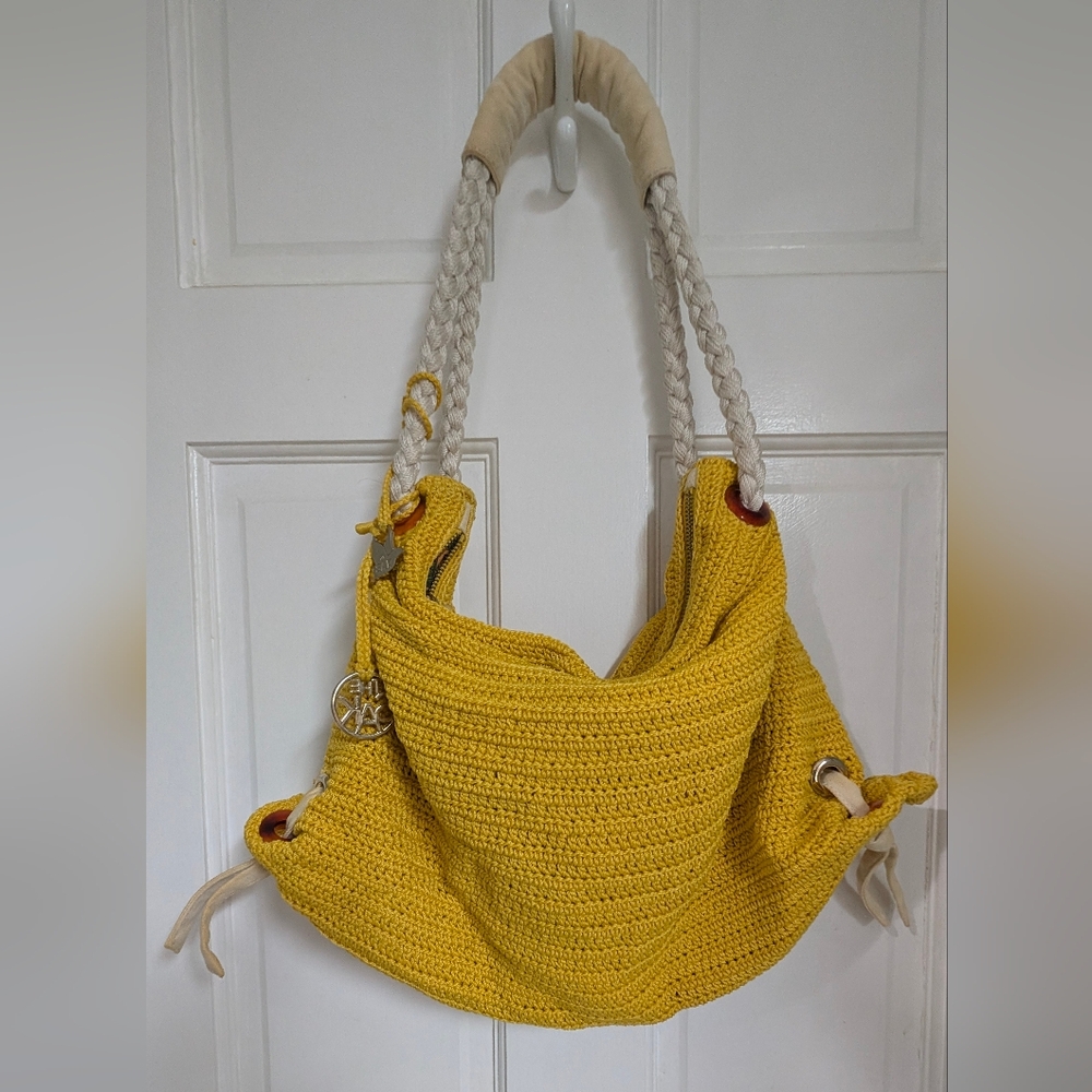 THE SAK Yellow Crochet Bag Hobo Handbag AUBERRY Bag